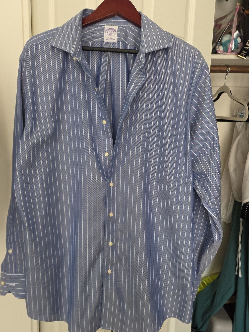 Brooks Brothers Blue and White Pinstripe Dress Shirt